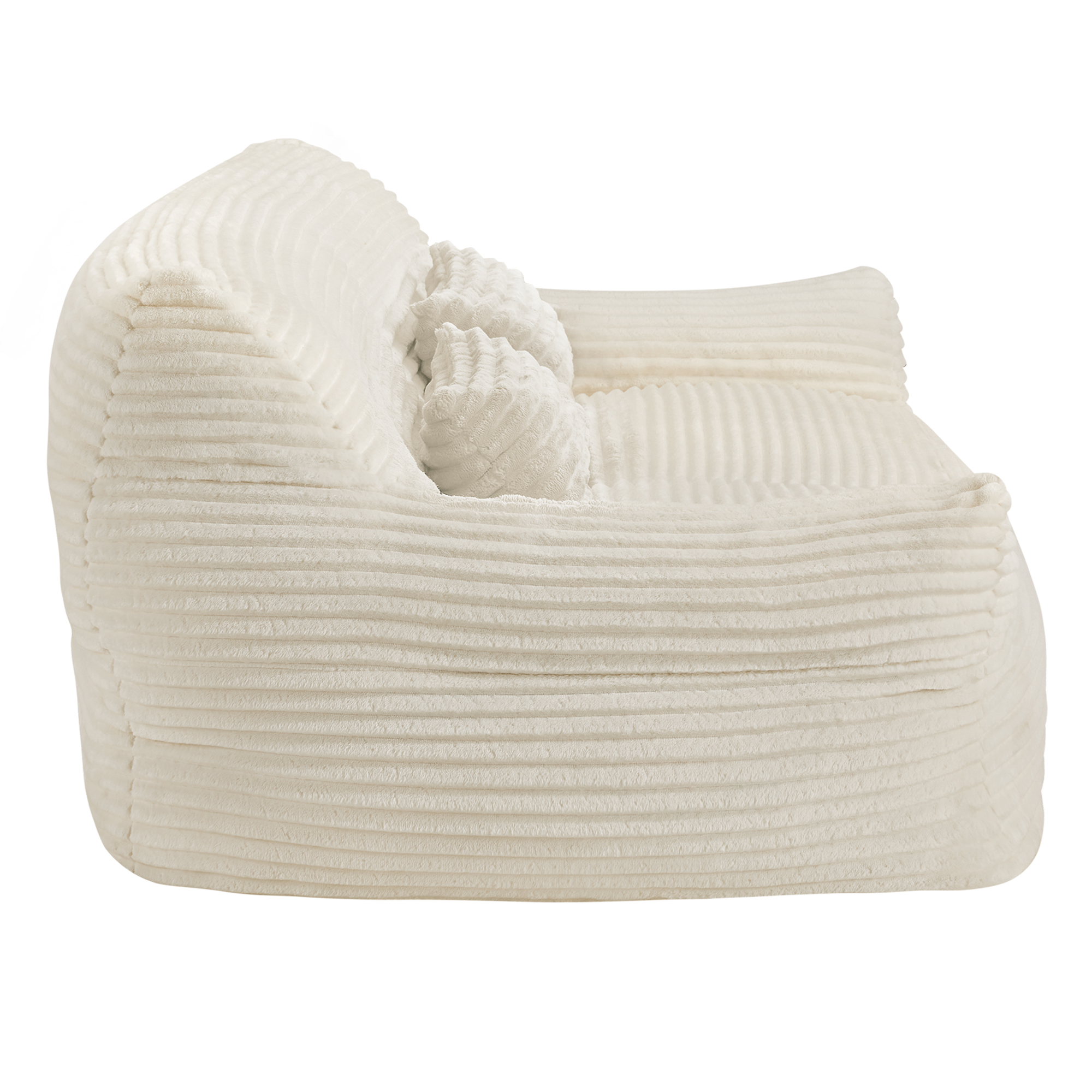 Spruce & Spring Ultra-Plush Fleece Lazy Sofa with Pillow & Blanket, Cozy Bean Bag Loveseat for Living Room & Bedroom, Ivory