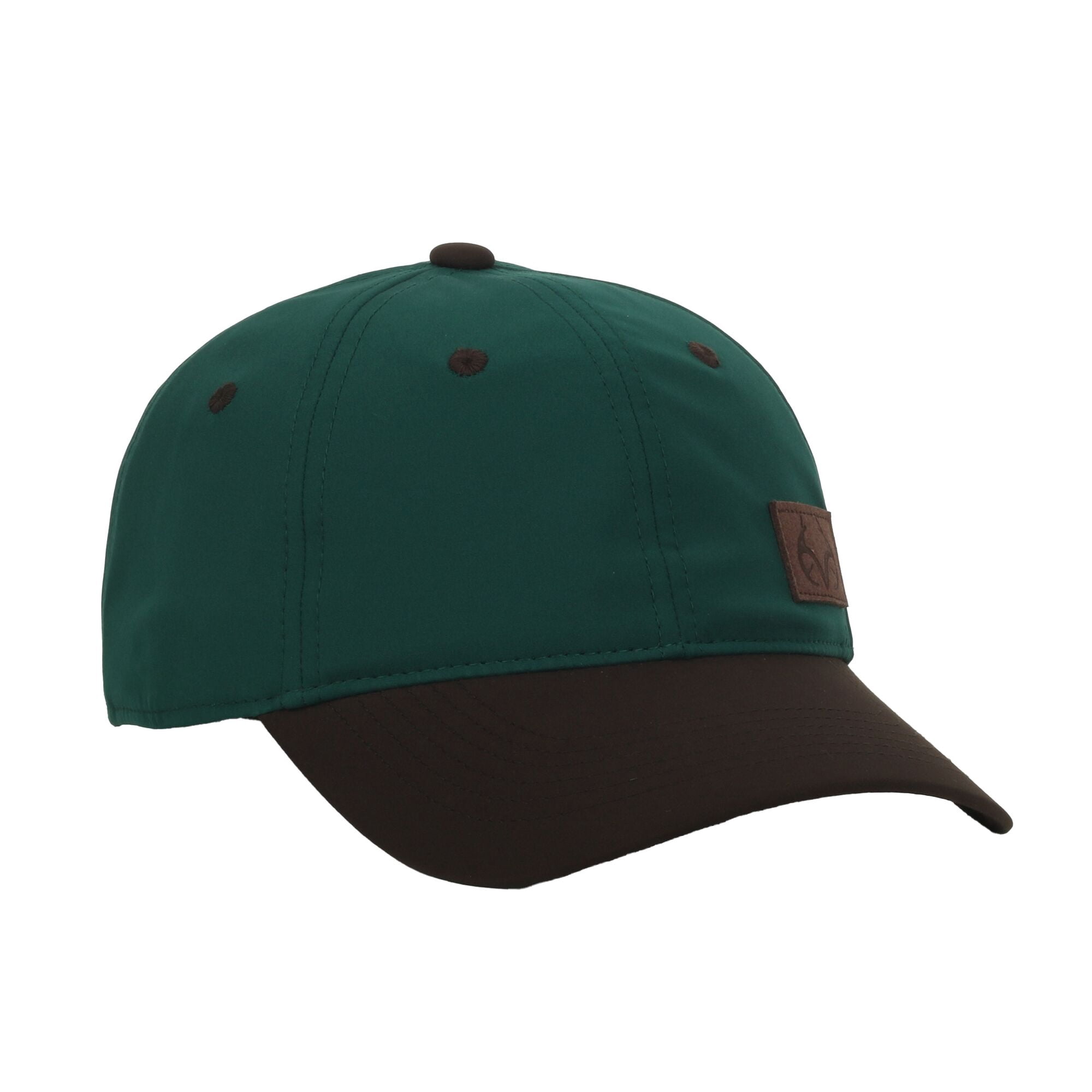 Realtree Unstructured 6-Panel Dad Hat – Debossed Suede Patch Logo Cap, Dark Green, One Size