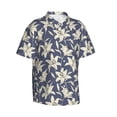 thumbnail image 2 of Balery Lilies Flowers Print Men's Hawaiian Shirts Short Sleeve Beach Shirt Relaxed Fit Vacation Button Down Shirts-Small, 2 of 9