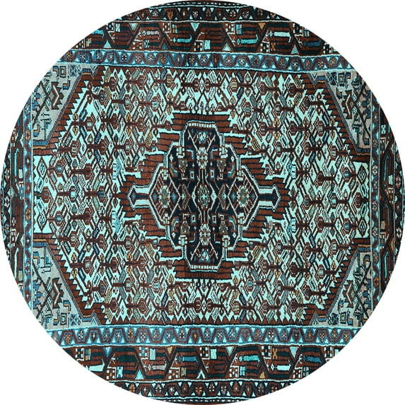 Ahgly Company Indoor Round Persian Light Blue Traditional Area Rugs, 6' Round