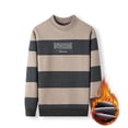 thumbnail image 3 of Suéter de hombre con forro polar de piel de hurón, cuello redondo grueso, parte superior suelta, suéter cálido de invierno para hombre, 3 of 5