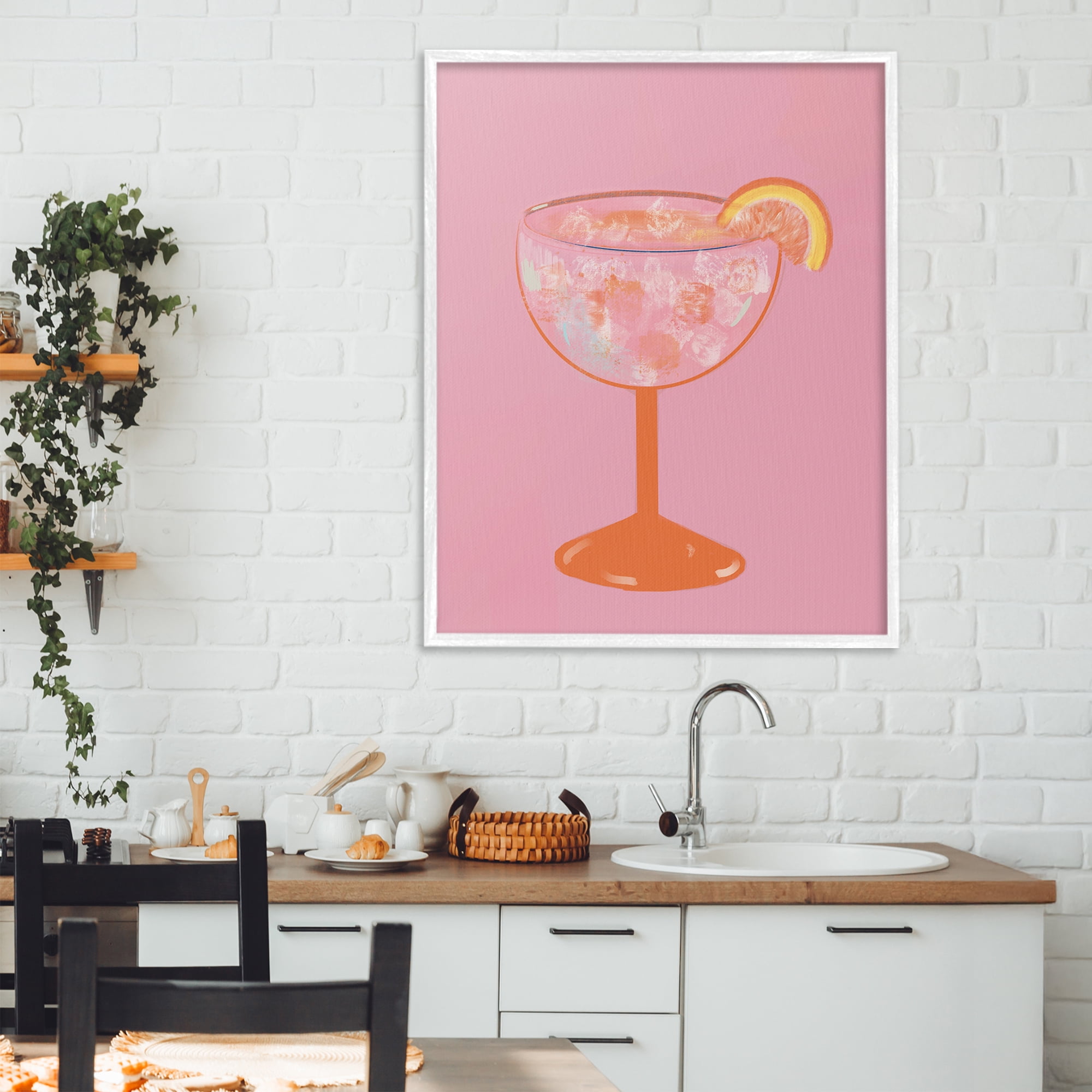 Stupell Industries Paloma Glass over Pink White Framed Giclee Art, design by Robin Maria