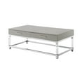 thumbnail image 4 of Inspired Home Maximo Table Basse 2 Tiroirs Pieds en Acrylique Haute Brillance Base en Acier Inoxydable Chromé Design Moderne, Gris Clair/chrome, 4 of 9