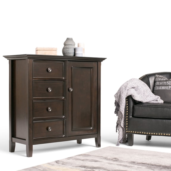 Simpli Home Amherst Solid Wood 37-inch-Wide Transitional Medium Storage Cabinet in Hickory Brown