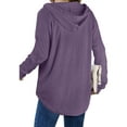 thumbnail image 5 of UVN Fall Hoodies for Women Long Sleeve V Neck Hooded Sweatshirts Ladies Loose Casual Drawstring Pullover Tops, 5 of 9