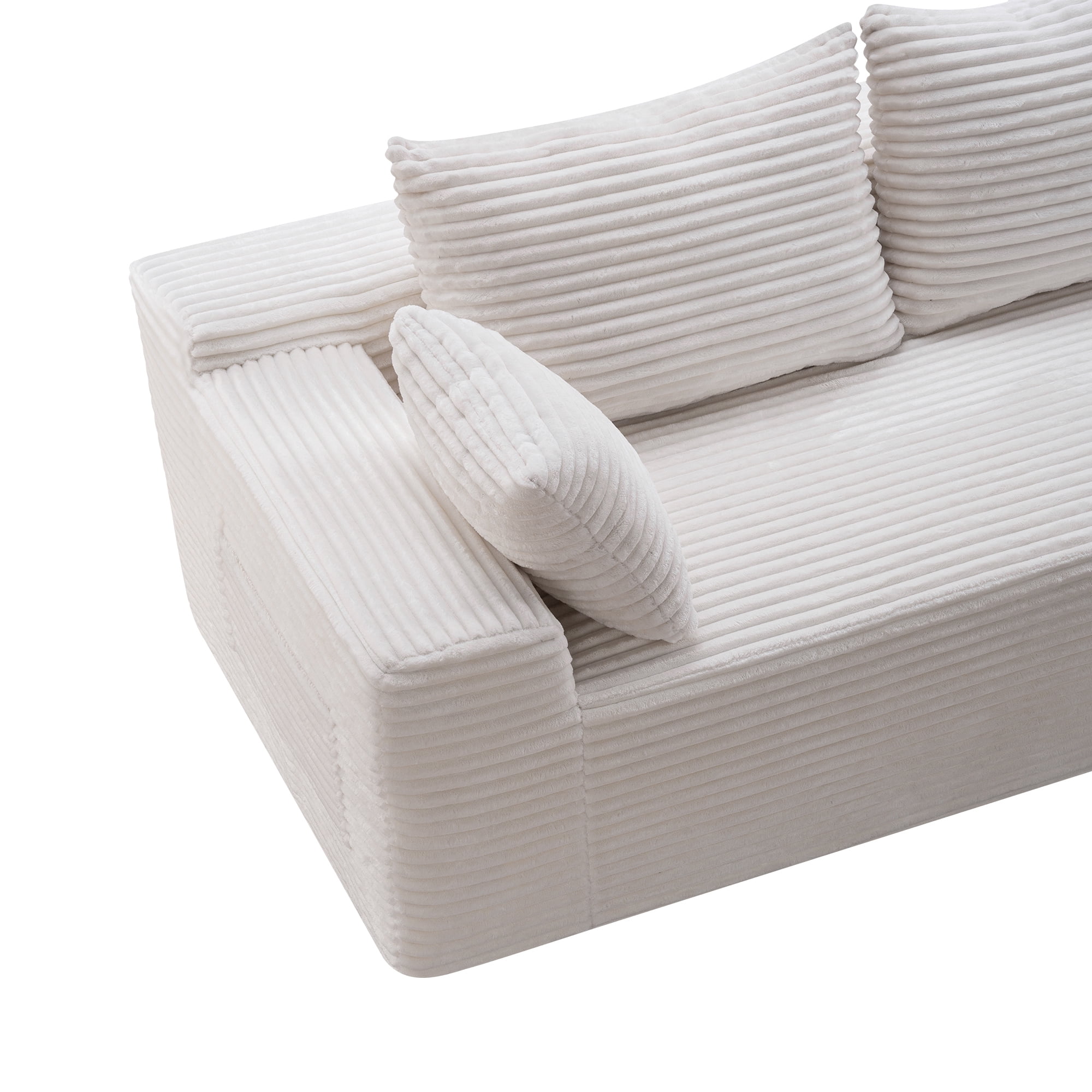 MOONMISS L-Shaped Cloud Sectional Couch with Chaise,Modern Corduroy Upholstered Modular Boneless Sofa,No Assembly for Living Room Apartment(White,Right)