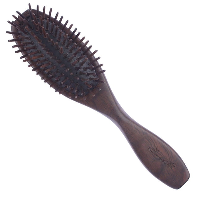 Cepillo de pelo de madera hecho a mano con ébano natural: reduce la estática y el encrespamiento, diseño ergonómico y duradero.
