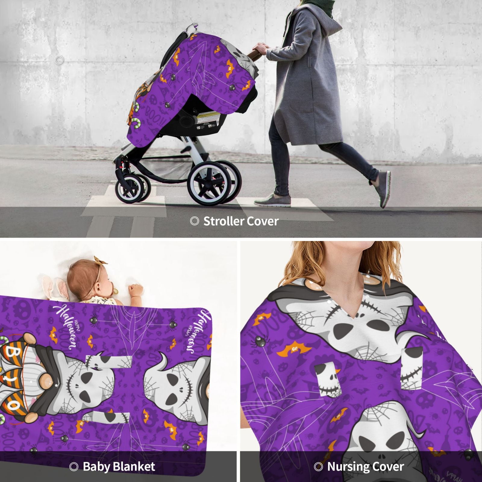 Car Seat Cover Baby - Halloween Happy Old Man F Breathable Infant Car Seat Cover for Baby Carseat, Lightweight Comfort Baby Essentials Must Haves Newborn Stuff for Girl Boy