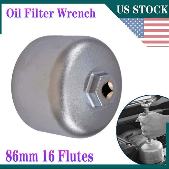 86mm 16 Flute Oil Filter Wrench Housing Cap for Volvo C70 S40 S60 S70 (Silver)