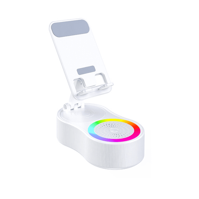 Altavoz Bluetooth 5 en 1 con soporte para teléfono, luz ambiental, batería recargable 4000mAh, plegable