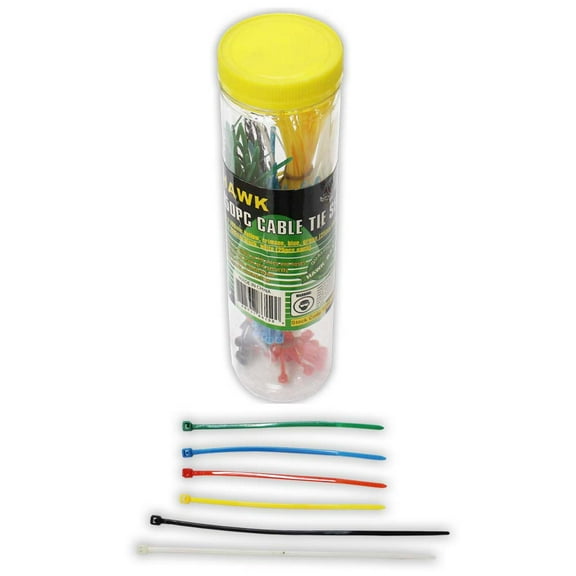 ToolUSA 150-Piece Cable Tie Set | 100mm & 150mm Sizes | 6 Colors for Efficient Coding | Over 8" (20.3 cm) Storage Tube | Organize Wires & Cords