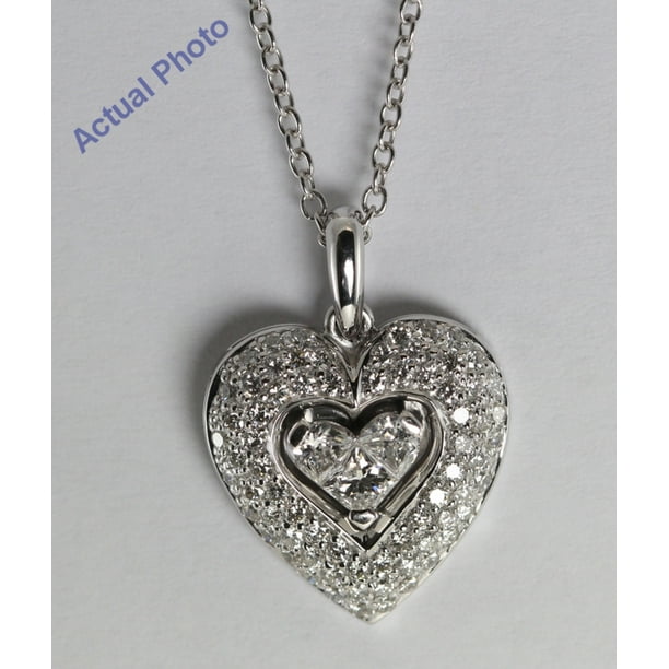 CaratsDirect2U - 18k White Gold Invisible Setting Princess and Round ...