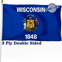 DANF Double Sided Wisconsin State Flag 3x5 ft, Heavy Duty 3 Ply Durable Polyester, WI Flag with Vibrant Print/4 Rows Hemming/Brass Grommets
