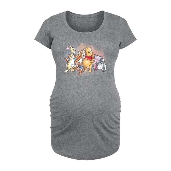 Winnie the Pooh - Pooh and Friends Watercolor - Women's Maternity Scoop Neck Graphic T-Shirt
