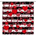 thumbnail image 2 of Valentine''s Day Shower Curtain Red Heart Black White Stripes Romantic Sweet Love for Lover Couple Creative Bathroom Decor Fabric Curtain with Hooks, 2 of 3