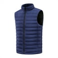 thumbnail image 2 of LNWUY Winter Vest for Men Solid Color Vests Big and Tall Stand-Up Collar Cold-Proof Thick Cotton Vest Coat, Sleeveless Warm Jacket Blue XXL, 2 of 5