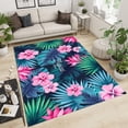 thumbnail image 2 of Tropical Theme Area Rugs, Blue Monstera Leaves Pink Flowers Outdoor Carpet, Modern Non-shedding Foldable Washable Non Slip Rug for Home Living Room Bedroom Office Decor 4ft x 8ft, 2 of 6