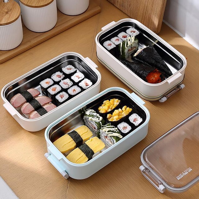 Leutsin Microwave Lunch Box Japanese Wood Bento Box 2 Layer Container Storage New