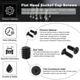 thumbnail image 3 of 1/4-20 x 3/4 Inch Flat Head Socket Cap Screws Hex Socket Drive Machine Screws UNC Coarse Full Thread Black 20 Pcs, 3 of 7