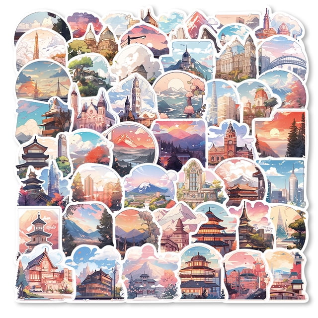 Paquete de pegatinas World Travel Aesthetic Graffiti, 50 unidades