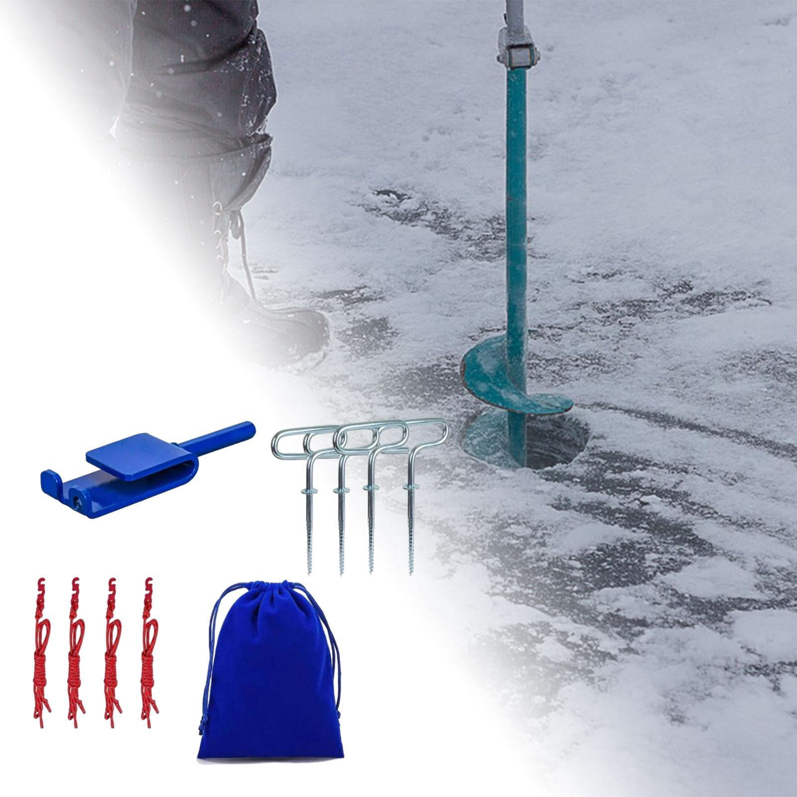 harayaa Ice Fishing Anchor Tool Metal Ice Anchor Drill Adapter for Ice Insert Sewing