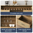 thumbnail image 4 of BELLEZE Wine Cabinet, 55" Rattan Wine Bar Cabinet with Wine Rack, Glass Holders and Drawer, Coffee Bar Cabinet for Dining Room, Living Room, Kitchen - Marcel (Camel), 4 of 7