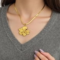 thumbnail image 2 of Gold Plated Flat Snake Chain Necklace Featuring A Large Flower Pendant For Women Stylish Accessory, 2 of 11