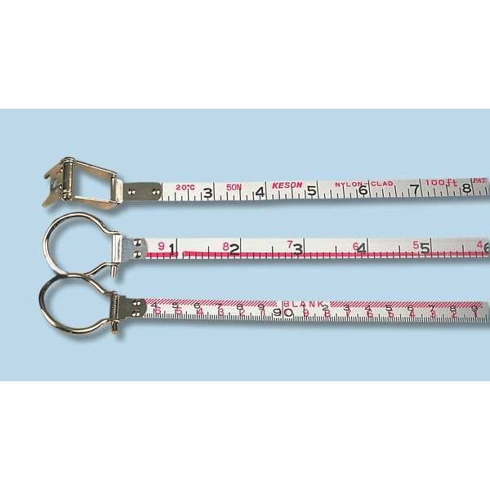 KESON LLC NR18100 Tape Measure, 100 ft L Blade, 3/8 in W Blade, Steel Blade, ABS Case, Gray Case