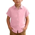thumbnail image 2 of ITSAME Girls Button Up Shirts Lapel Short Sleeve Loose Fit Summer Fashion Casual Shirts Pink Size 12-13, 2 of 9