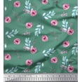thumbnail image 1 of Soimoi Green Poly Georgette Fabric Leaves & Ranunculus Floral Printed Craft Fabric by the Yard 52 Inch Wide, 1 of 3