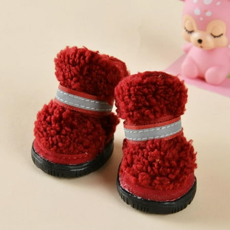 4pcs/set Winter Warm Pet Dog Shoes Dog Boots Socks Anti-slip Puppy Kitten Rain Snow Booties Footwear for Chihuahua