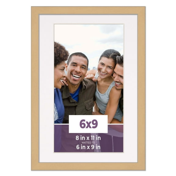 6x9 Frame Natural With White Picture Mat For 6x9 Photo - Natural 8x11 Frame To Display Print or