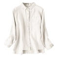 thumbnail image 1 of Camisa holgada de lino fino para mujer - Diseño vintage con solapa - Manga larga - Tallas M-XXL, 1 of 3