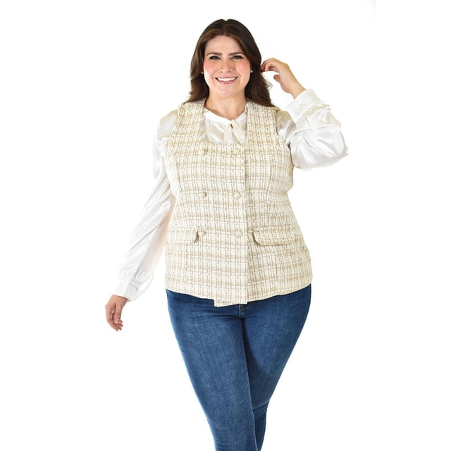 Chaleco Tweed Roman Fashion /Tallas Extras, 2435 (Beige) beige 36