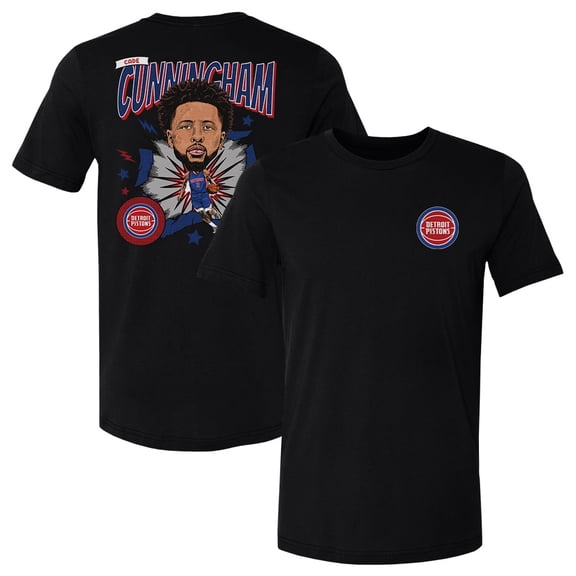Men's 500 Level Cade Cunningham Black Detroit Pistons Caricature T-Shirt