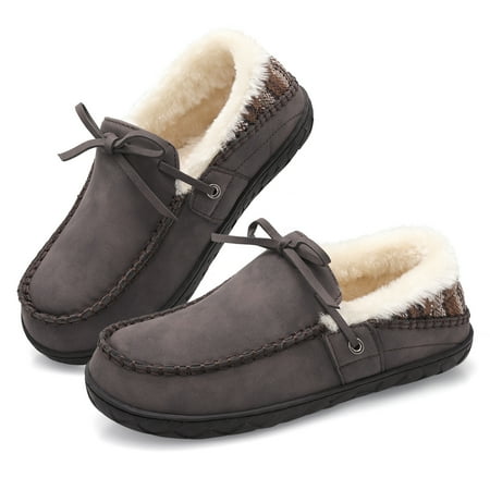 

Barerun Womens Indoor Outdoor Fuax Fur Lined Moccasin Slipper Memory Foam