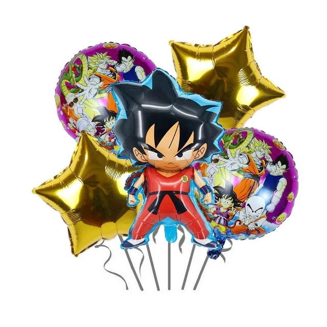 Linda serie Dragon Ball, vajilla para fiesta de cumpleaños, pancarta desechable, adorno para tarta, bandera colgante, globos de dragón, decoración de cumpleaños