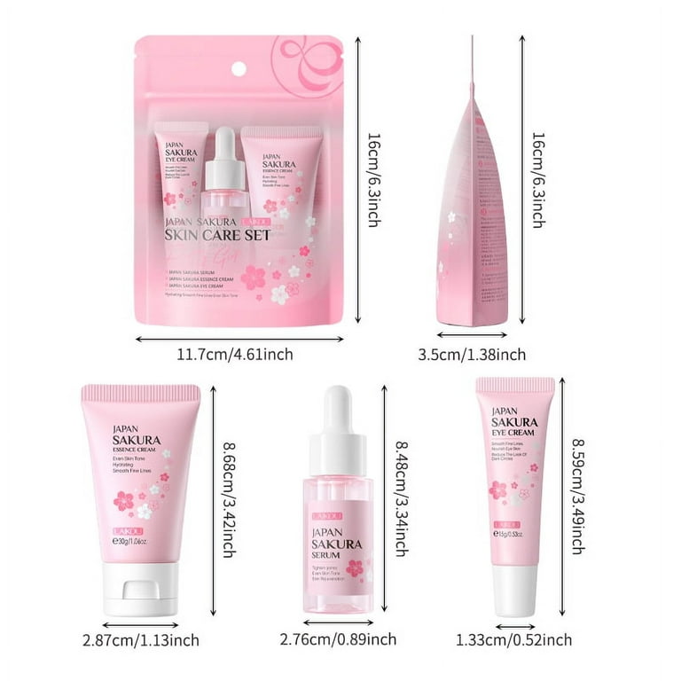 Japan Sakura Skin Care Set 3pcs Rejuvenating Serum,Moisturizer Cream,Eye Cream, Reduce Blemishes Japan Sakura Skin Care Set 3pcs Rejuvenating Serum,Moisturizer Cream,Eye Cream, Reduce Blemishes