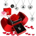 thumbnail image 2 of Sdmnsg-T Preserved Real Rose with Heart I Love You Necklaces for Women - Eternal Red Flowers Gifts for her Romantic Gift Set for Girlfriend Birthday Anniversary on Valentines Mothers Day Christmas, 2 of 17