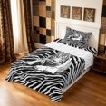thumbnail image 3 of Manfei Graffiti Tiger Twin Sheets, Abstract Zebra Print Bedding, White Gray, 3pcs, 1 Flat Sheet, 1 Fitted Sheet and 1 Pillowcase, 3 of 6