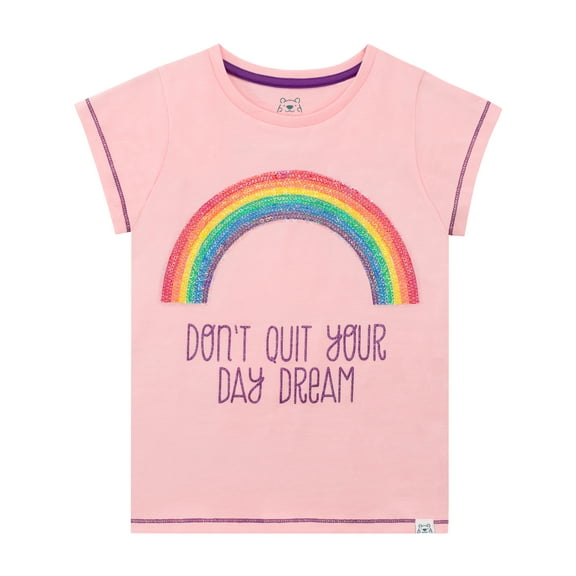 Harry Bear Girls Rainbow Don't Quit Your Day Dream Short Sleeve T-Shirt Sizes 2T-6