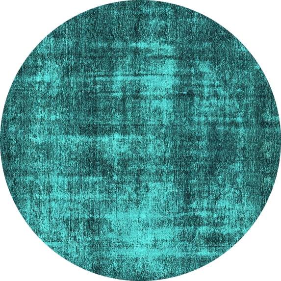 Ahgly Company Indoor Round Oriental Turquoise Blue Industrial Area Rugs, 3' Round