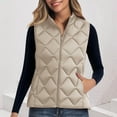 thumbnail image 2 of Busydd Womens Vest Warm Comfortable Solid Color Zipper Puffer Vest Casual Sleeveless Winter Vest for Women with Pockets XL, 2 of 9