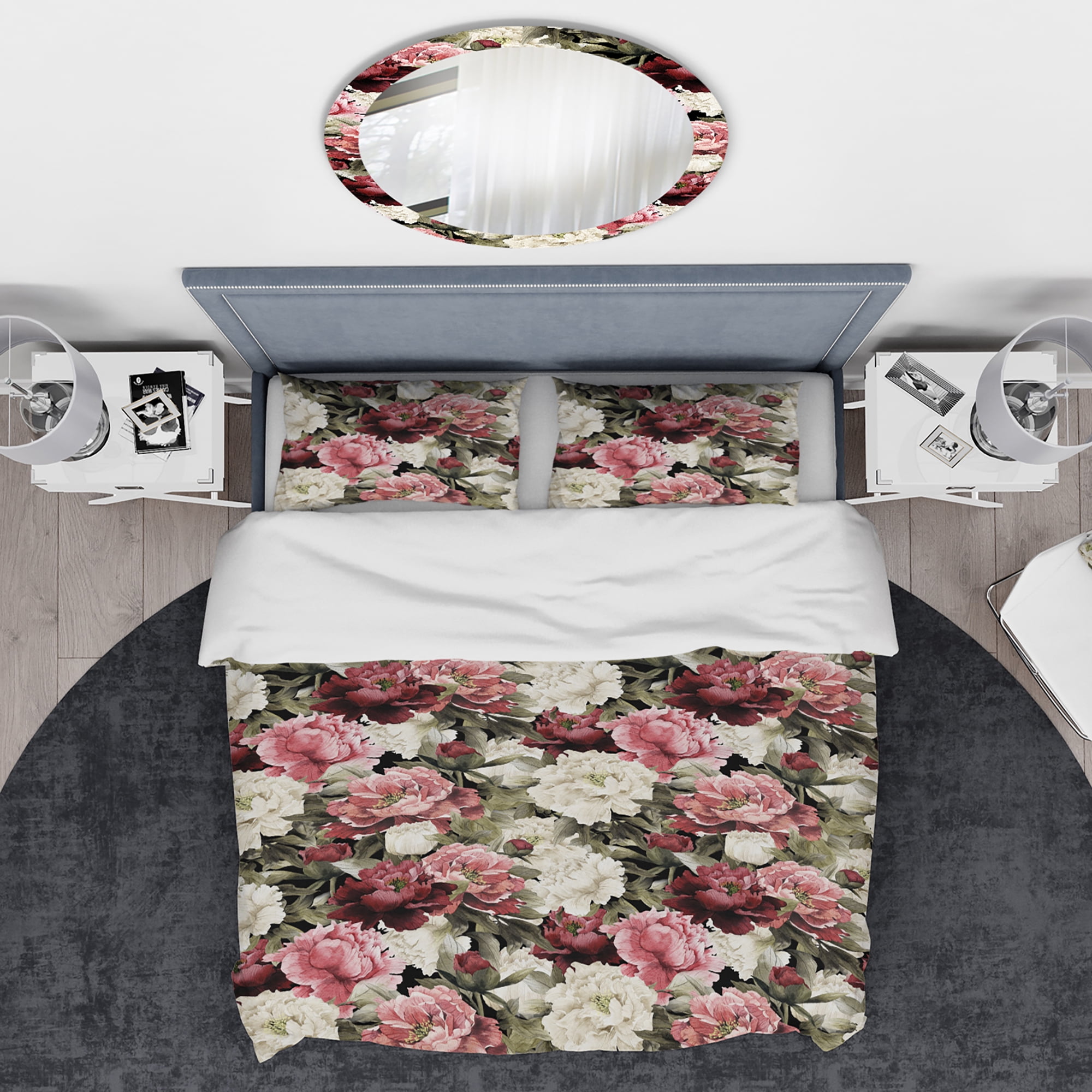 Designart 'Floral Pattern with Peonies' Bohemian & Eclectic Duvet Cover Set