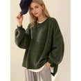 thumbnail image 6 of Women'S Long Sleeve Crewneck Jumper with Side Slit, Casual Soft Ribbed Knit Fall Winter Pullover Sweater, 6 of 8