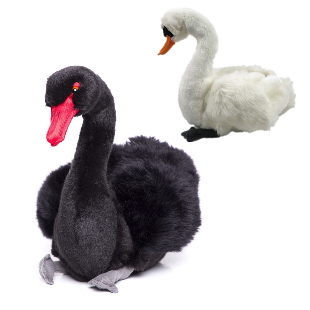 Shulemin Realistic Swan Animal Plush Stuffed Doll Kids Home Office Decoration Black -