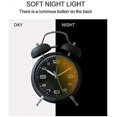 thumbnail image 4 of Reloj despertador de 4 pulgadas con doble campana y luz de fondo, silencioso, sin tictac, funciona con pilas, despertador fuerte (rosa), 4 of 5