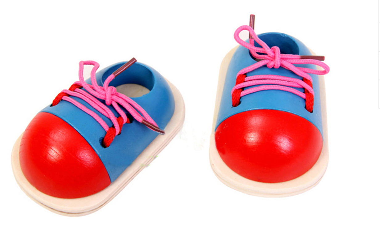 Toy Learn How To Tie Shoelaces Shoes Lacing Hand Coordination Development LE 