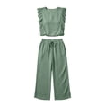 thumbnail image 5 of Enjoytime 2 Piece Lounge Sets for Women Round Neck Ruffle Cap Sleeve Matching Set Work Casual Travel Outfits Wide Leg Pants, 5 of 5