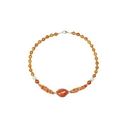 Mogul Trendy Orange Beaded Necklace- Twisted Beads Stones Handmade Necklaces